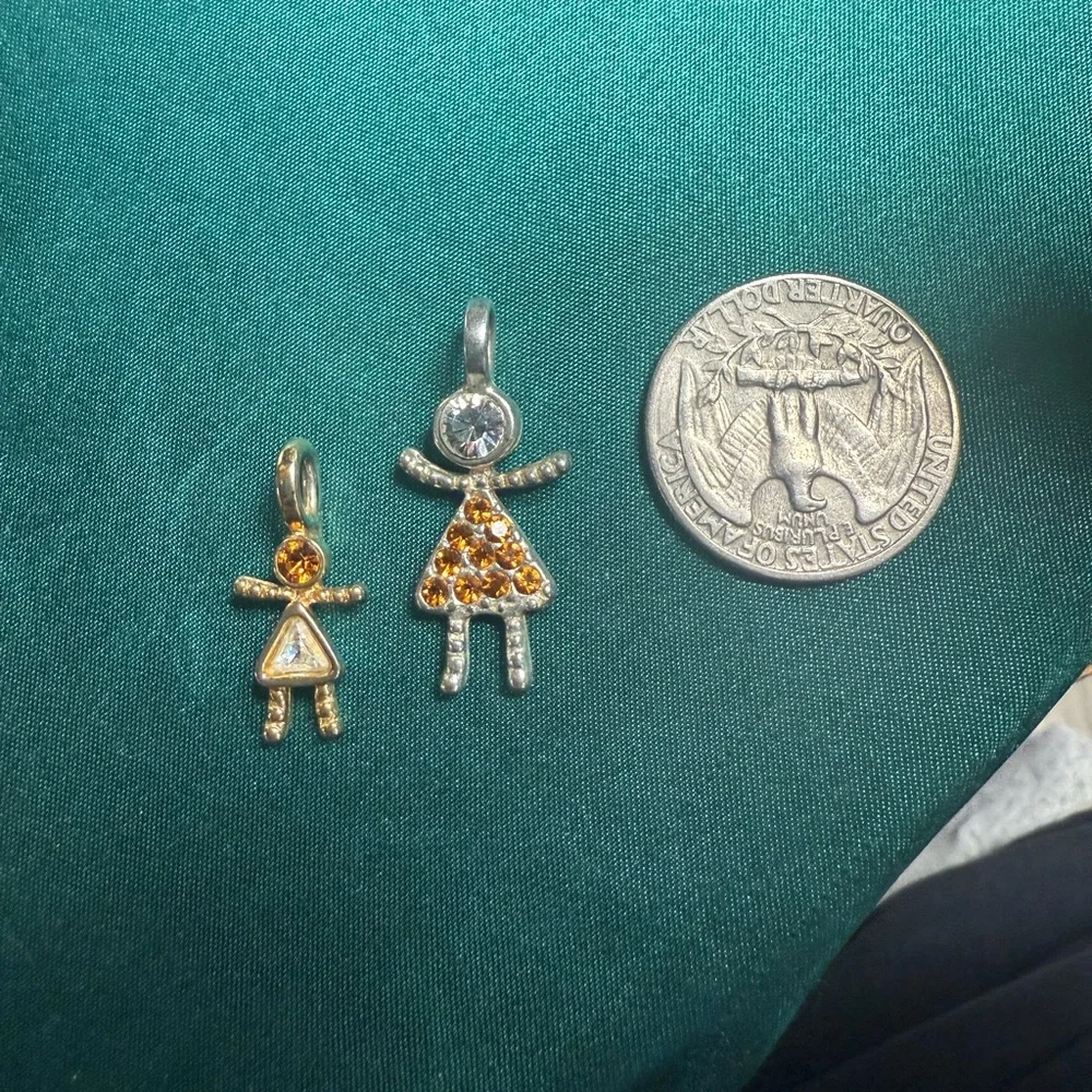 2 Gold And Silver Tones November Birth stone Girl Pendants‎